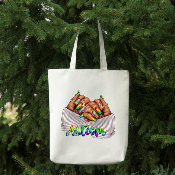 Handmade Handbags - Women's Custom Autism Awareness Heavy Canvas Cotton Tote Bag